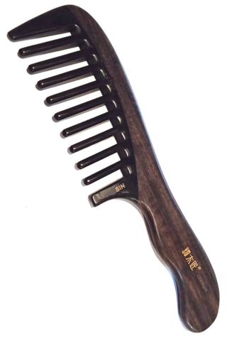 8100562 | Tan's Chacate Preto Wood With Horn Comb | Wide Tooth Comb