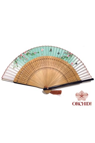 497g peach | Chinese Hand Fan Made of Tortoise-shell Bamboo And Silk