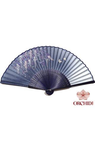827-11 | Handmade Butterfly And Flower Design Bamboo And Silk Fan