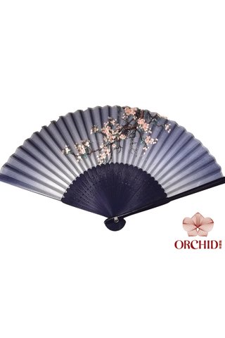 8482702b | Bamboo And Silk Flower Design Hand Fan