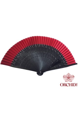 861 black base red | Chinese Handmade Tortoise-shell Bamboo And Silk Fan