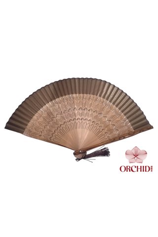 861 brown base brown | Chinese Handmade Tortoise-shell Bamboo And Silk Fan