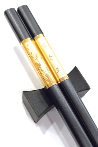 Gold Base Gold Orchid Design | Alloy Chopsticks And Holders Dining Set 
