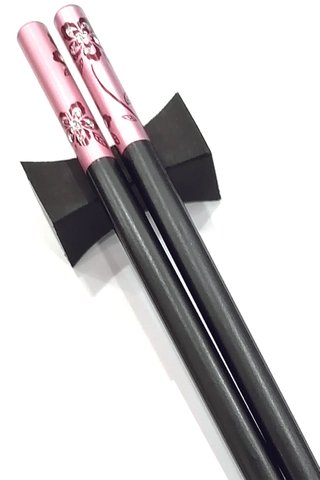 Pink And Black Flower Design | Alloy Chopsticks And Holders Dining Set 