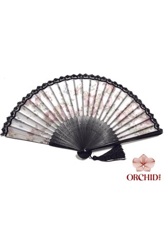 antique flower | Handmade Bamboo And Lace Hand Fan 