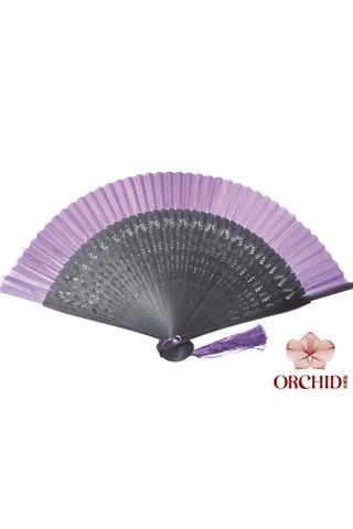 plain purple | Chinese Handmade Tortoise-shell Bamboo And Silk Fan