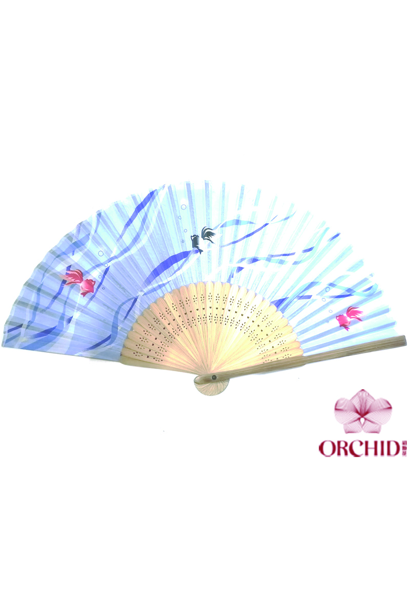 red blue fish | Bamboo And Silk Chinese Style Fan | Orchid Chopsticks