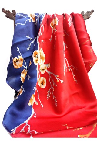 100% Silk Scarf Smooth and Soft Big Square Scarf For Female 8