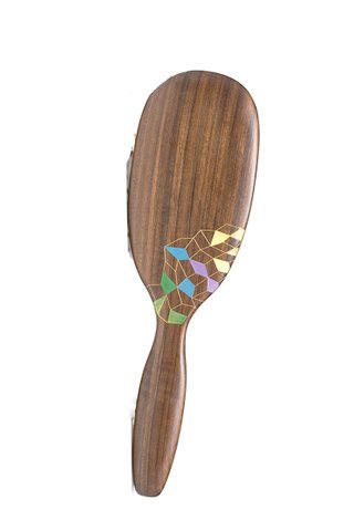 8101012 | Tan's Chacate Preto Wooden Hair Brush With Carved Handpainted Design