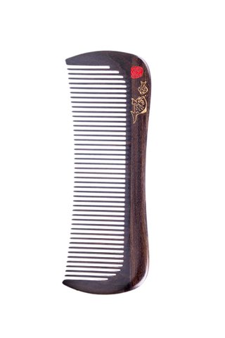 8100104 | Tan's Natural Chacate Preto Wooden Comb With Handpainted Fish Design Gift Set